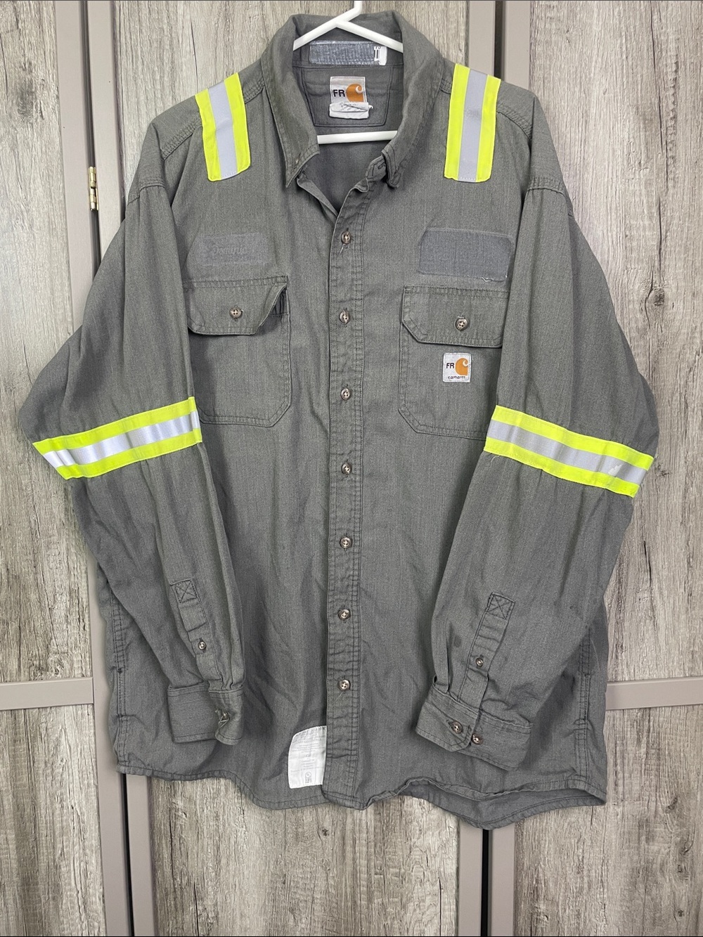 Carhartt Flame Resistant High Visibility Work Shirt Reflective Stripes Men's XL